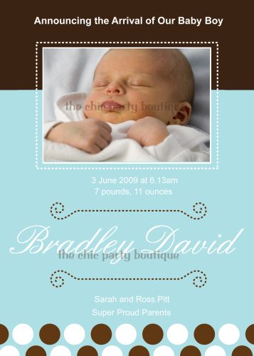 Blue and Choco Brown Announcement-party, invitation, birth, announcement, birth announcement, baby shower, baby blue, baby, celebrate, celebration, invite