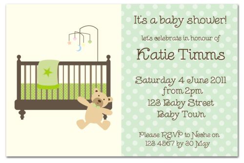 Dotty Green with Bear Baby Shower Invitation-party, invitation, birth, announcement, birth announcement, baby shower, unisex, girl, boy, green, baby, celebrate, celebration, invite, baby shower, shower