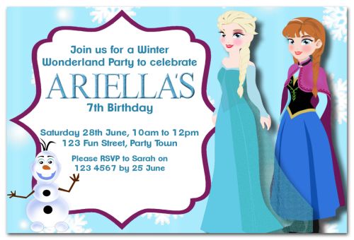 Frozen Inspired Party Invitation-party, invitation, pink, girl, celebrate, celebration, invite, frozen, anna, elsa, olaf