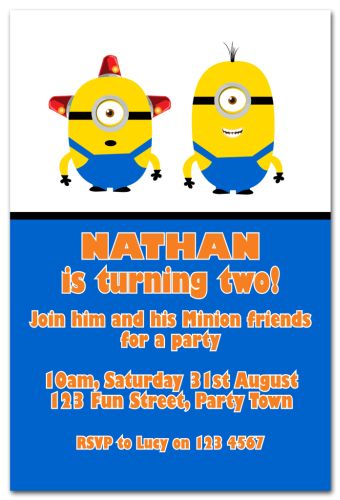 Minion Inspired Party Invitation (1)-party, invitation, boy, celebrate, celebration, invite, minion, despicable me, gru, super hero, girl