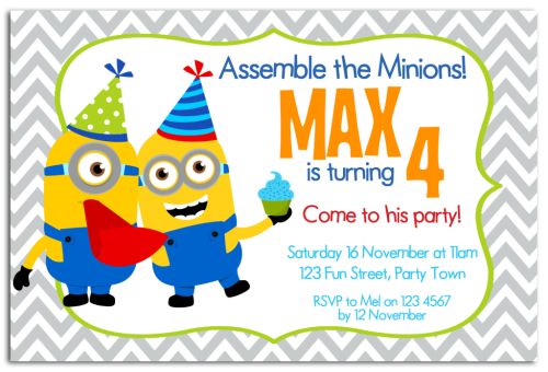 Minion Inspired Party Invitation (4)-party, invitation, boy, celebrate, celebration, invite, minion, despicable me, gru, super hero