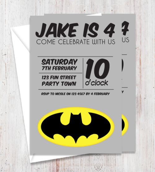 Batman Inspired Party Invitation-party, invitation, boy, celebrate, celebration, invite, batman, birthday