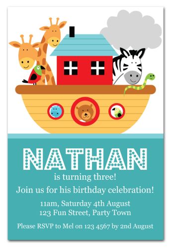 Noah's Ark Themed Party Invitation-party, invitation, celebrate, celebration, invite, noah's ark, noahs ark, noah, ark