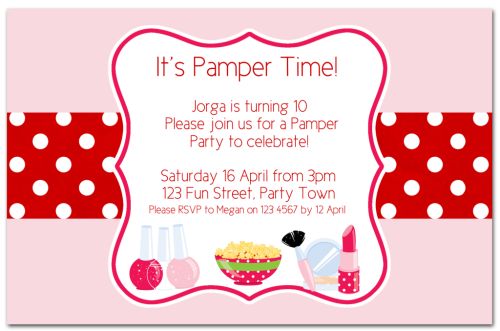 Pamper Time Party Invitation-party, invitation, pink, girl, celebrate, celebration, invite, pamper me, pamper, spa, spa day, tween, slumber, teen