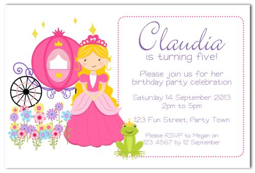 Princess Pink Party Invitation-party, invitation, pink, girl, celebrate, celebration, invite, chic, princess, royal, royalty, fairytale