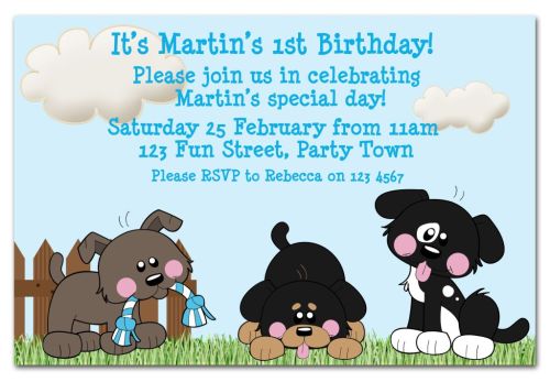 Puppy 1 Party Invitation-party, invitation, boy, girl, celebrate, celebration, invite, puppy, pet, dog, animal