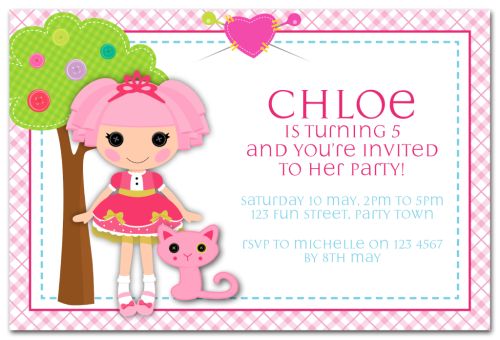 Rag Doll Lalaloopsy Inspired Party Invitation-party, invitation, pink, girl, celebrate, celebration, invite, lalaloopsy, ragdoll, rag doll