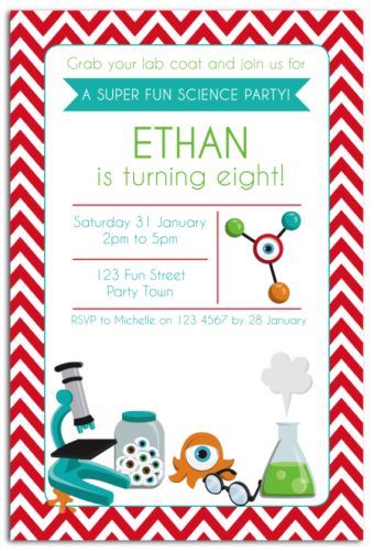 Crazy Science Themed Party Invitation-party, invitation, boy, celebrate, celebration, invite, science, scientist, experiment, crazy