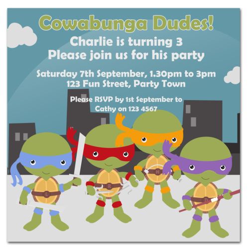 Teenage Mutant Ninja Turtle Inspired Party Invitation-party, invitation, boy, celebrate, celebration, invite, tmnt, teenage, mutant, ninja, turtle