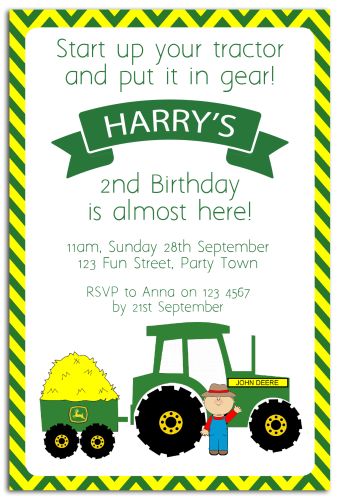 Tractor Party Invitation-party, invitation, boy, celebrate, celebration, invite, farm, tractor, john deere
