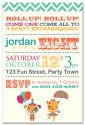 Circus Themed Party Invitation-party, invitation, pink, girl, celebrate, celebration, invite, chic, vintage, circus, balloon, boy, blue