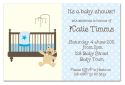 Dotty Blue with Bear Baby Shower Invitation-party, invitation, birth, announcement, birth announcement, baby shower, boy, baby, celebrate, celebration, invite, baby shower, shower
