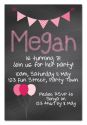 Chalkboard Balloon Party Invitation-party, invitation, girl, celebrate, celebration, invite, blackboard, chalkboard, chalk, balloon, pink