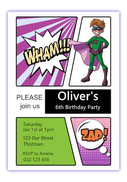 Super Hero Invitation-super hero, boy, invite